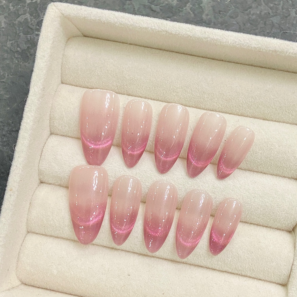 Nail Art French - Handgemaakte Amandel Druk op Nagels Eenvoudige