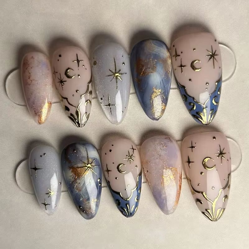 Nail Art French - 24 Stuks Korte Amandel Nagels Set