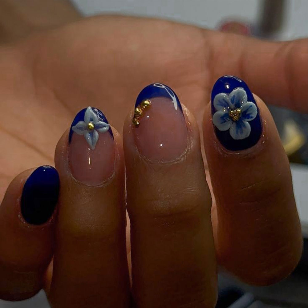 Nail Art French - 24 stuks korte ovale 3D gel