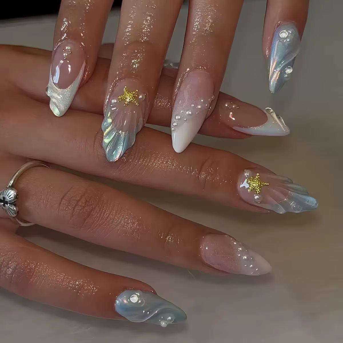 24 stuks korte ovale 3D gel na - Nail Art French recensie en prijs