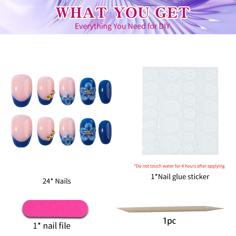 24 stuks korte ovale 3D gel na - Nail Art French recensie en prijs